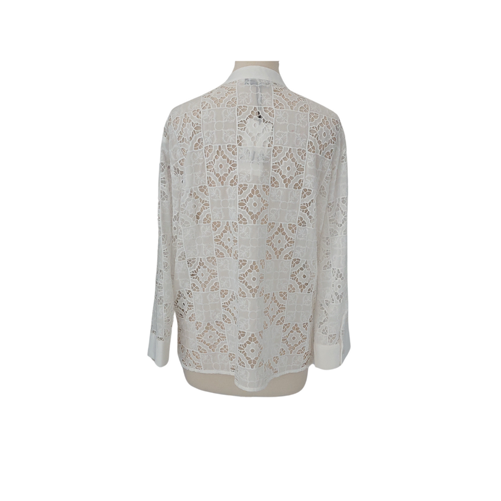 ZARA White Lace Flat-collar Shirt | Brand New |