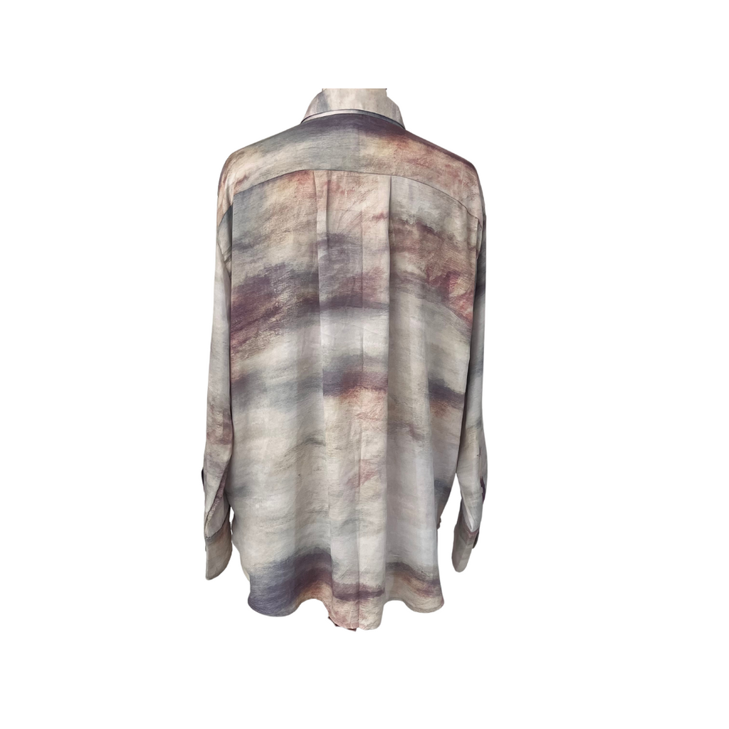 H&M Tie Dye Multi-coloured Green Dye Satin Collared Shirt | Gently Used |