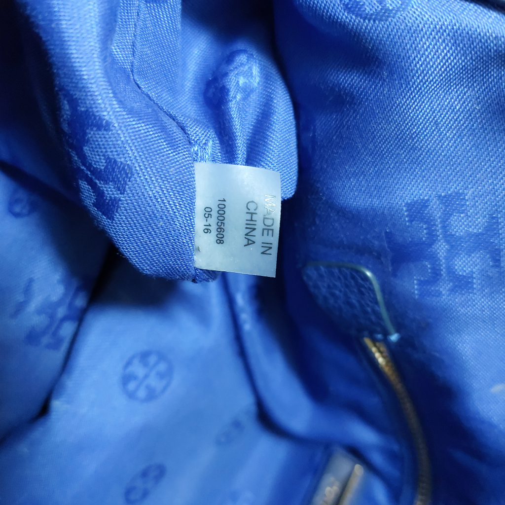 Tory Burch Blue Britten Chain Leather Tote Bag | Pre Loved |