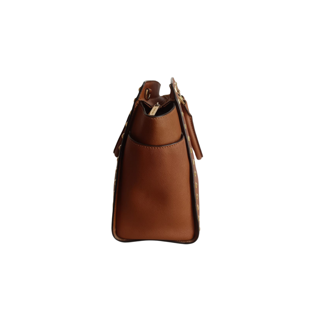 Michael Kors Brown Saffiano Studded Tote Bag | Pre Loved |