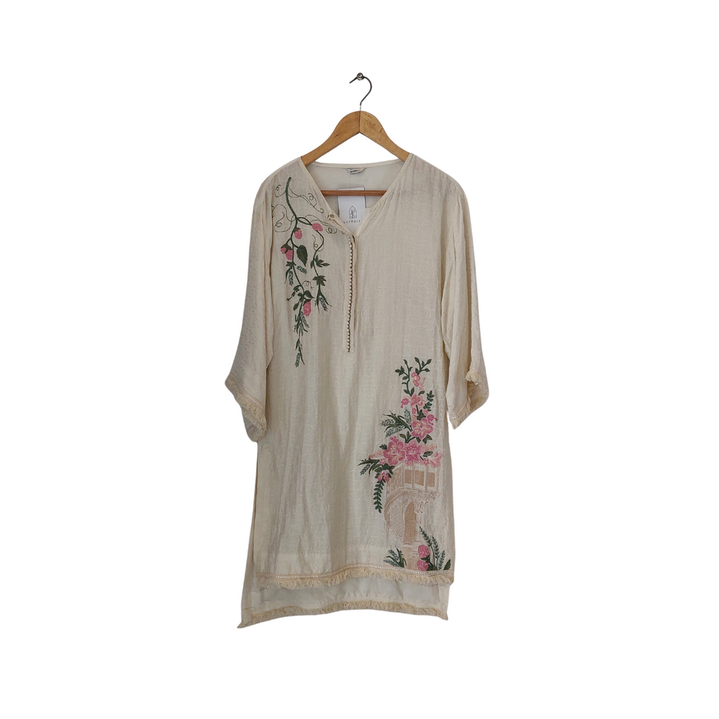 Sapphire Cream Embroidered Pearl Detail Kurta | Brand New |