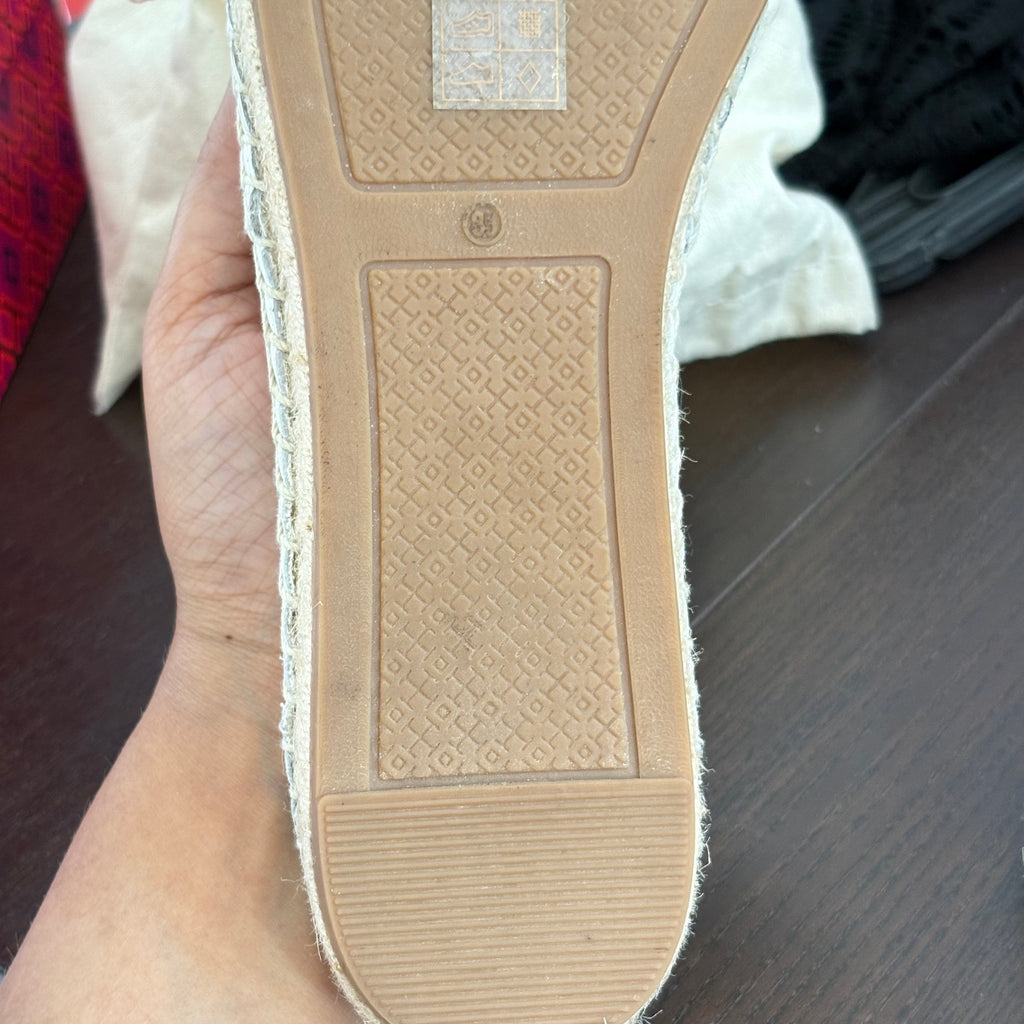 Tory Burch Off-White & Black Leather Espadrilles | Brand New |