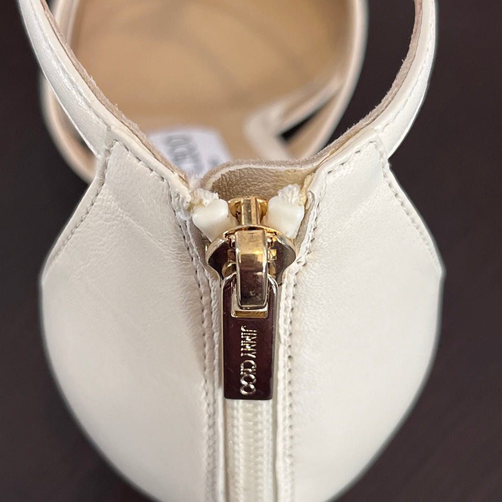 Jimmy Choo Off White Saoni Latte Leather Heels | Gently Used |
