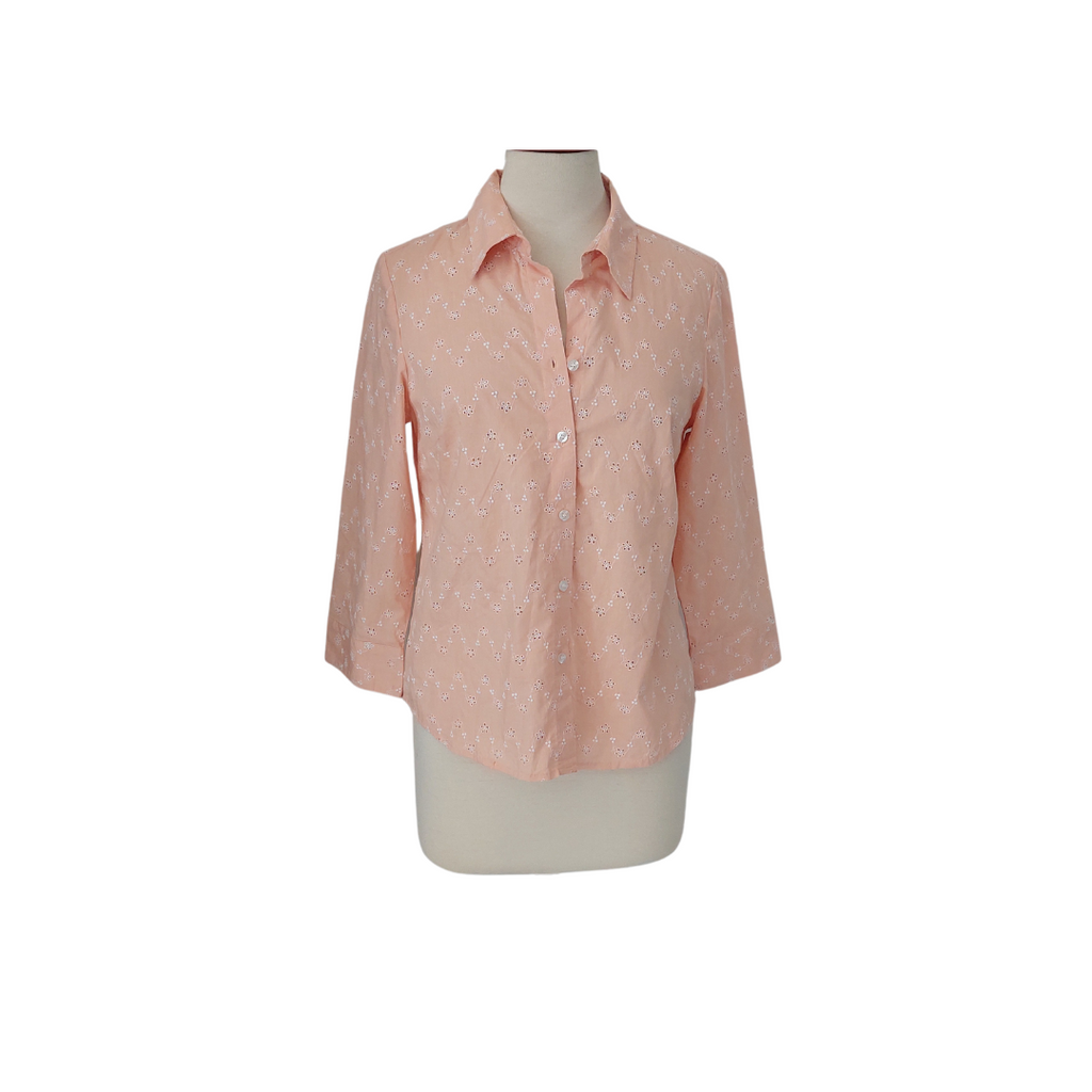 Villager By Liz Claiborne Peach Chicken Collared Shirt | Like New |