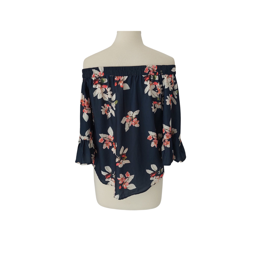 ONLY Navy Floral Printed Off-shoulder Top | Gently Used |