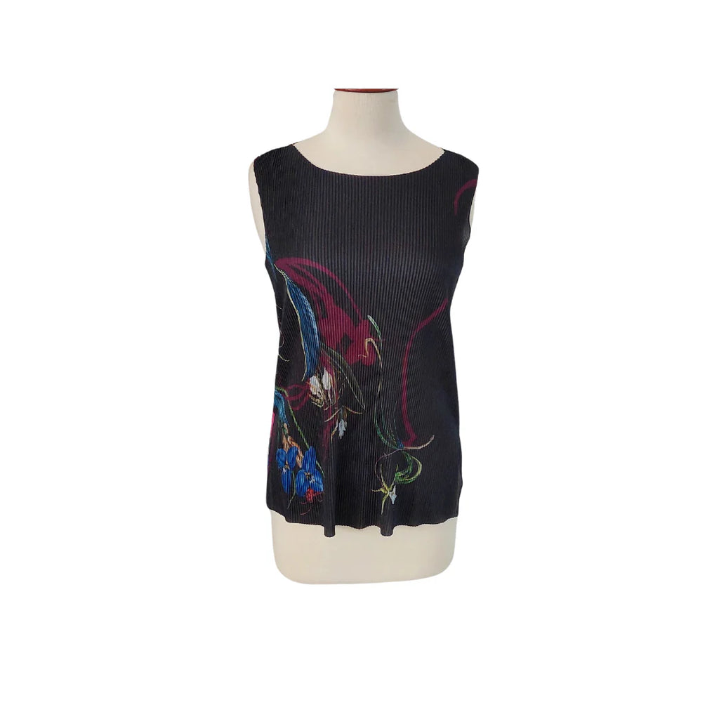 Next Black Printed Sleeveless Pleated Top | Gently Used |