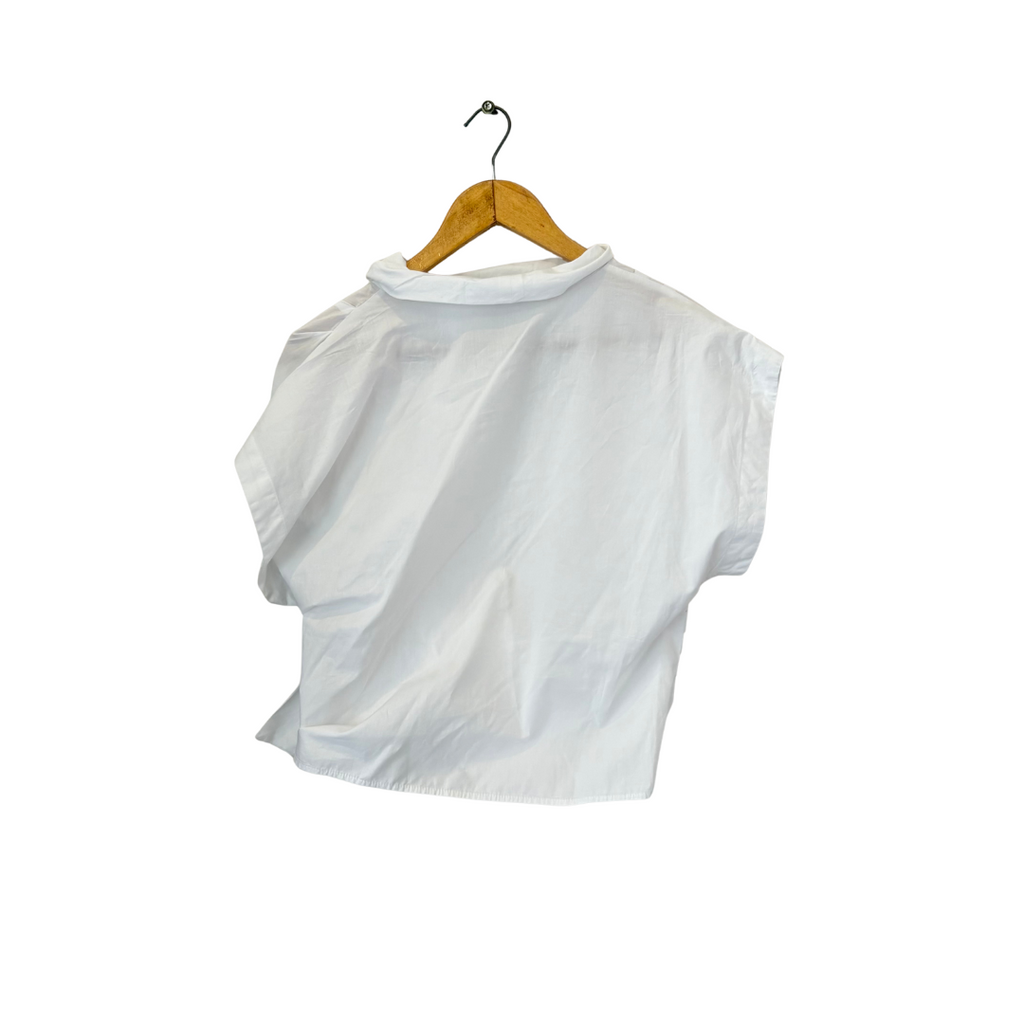 Zara White High-Neck Front Knot Top | Gently Used |