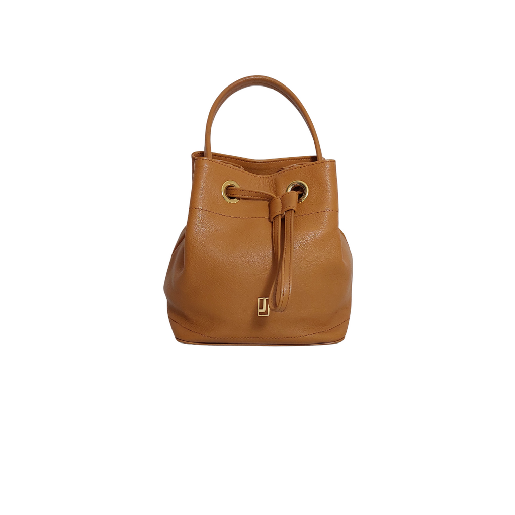 Jafferjees Tan Soft Leather Small Bucket Bag | Pre Loved |