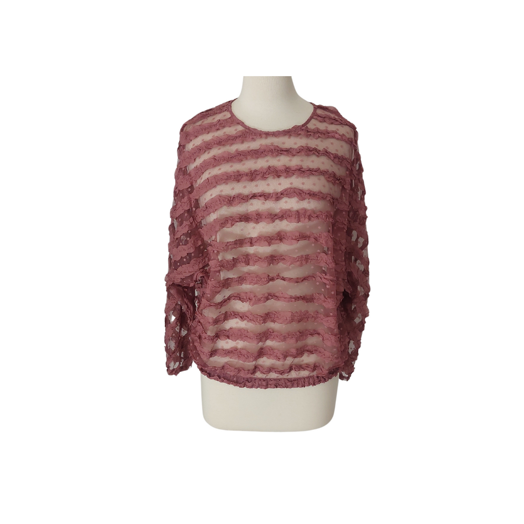 Zara Dusty Dark Pink Net Blouse | Like New |