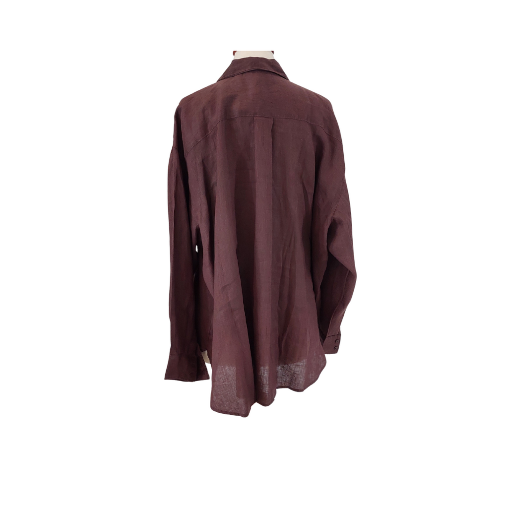 H&M Brown 100% Linen Button Down Shirt | Brand New |