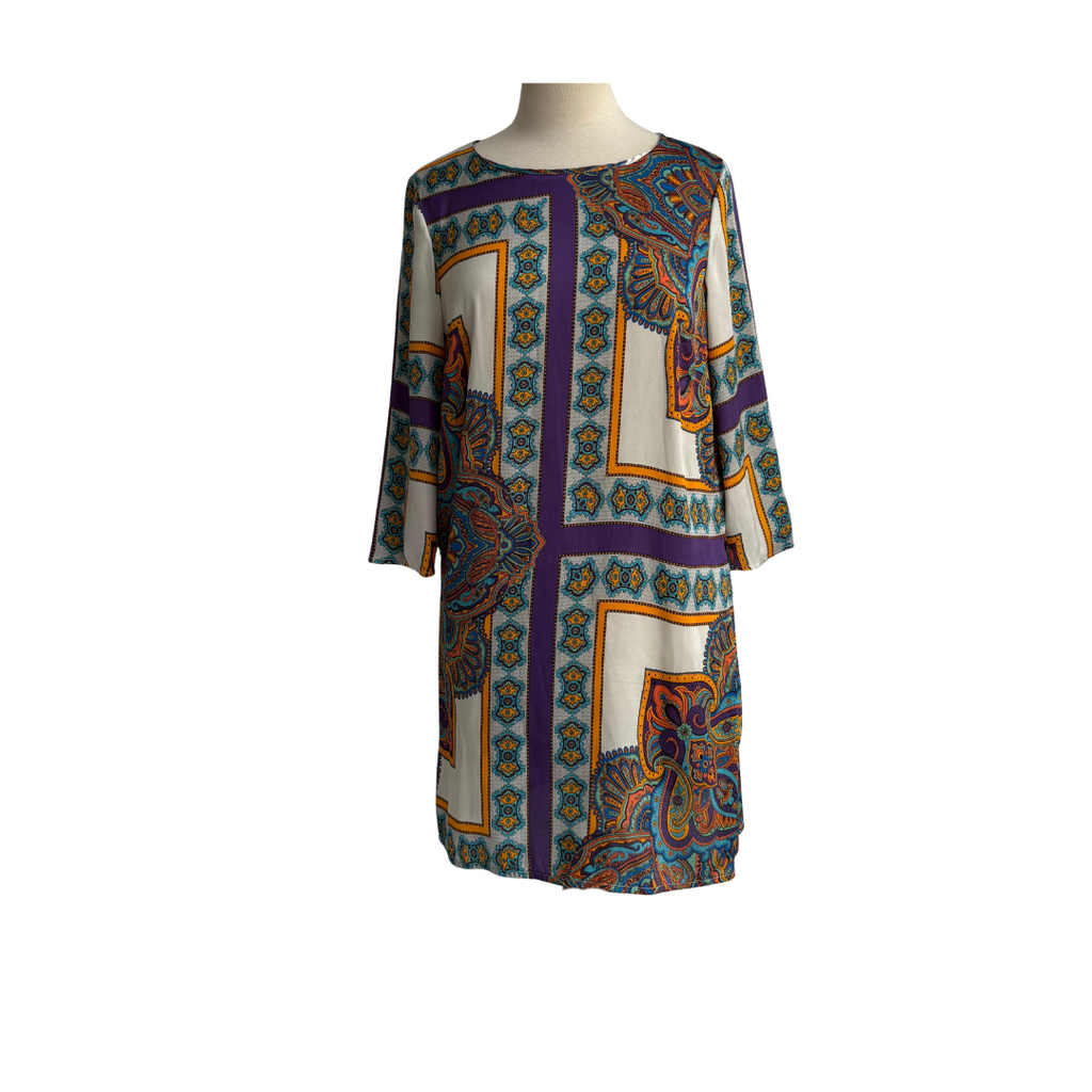 Mango Multi-Color Printed Satin Long Top | Gently Used |