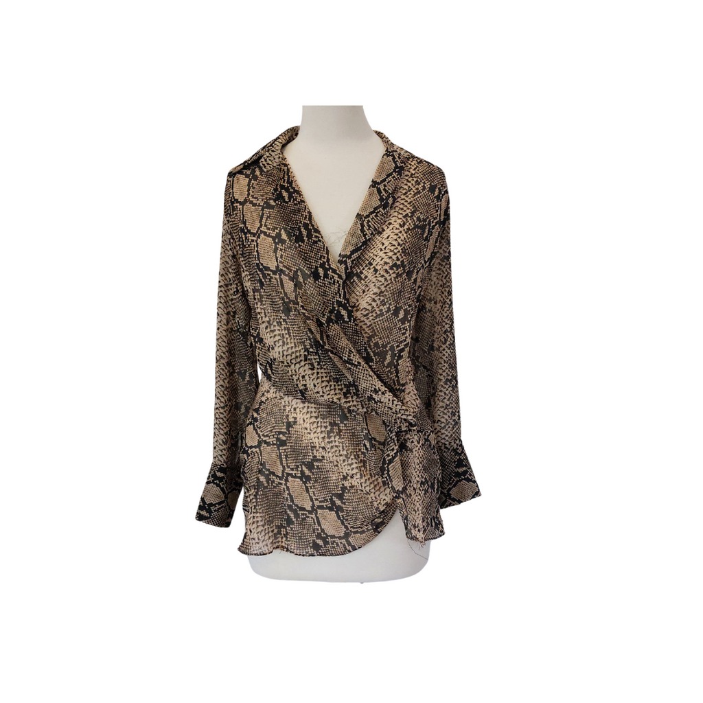 ZARA Brown Snakeskin Print Sheer Shirt | Gently Used |