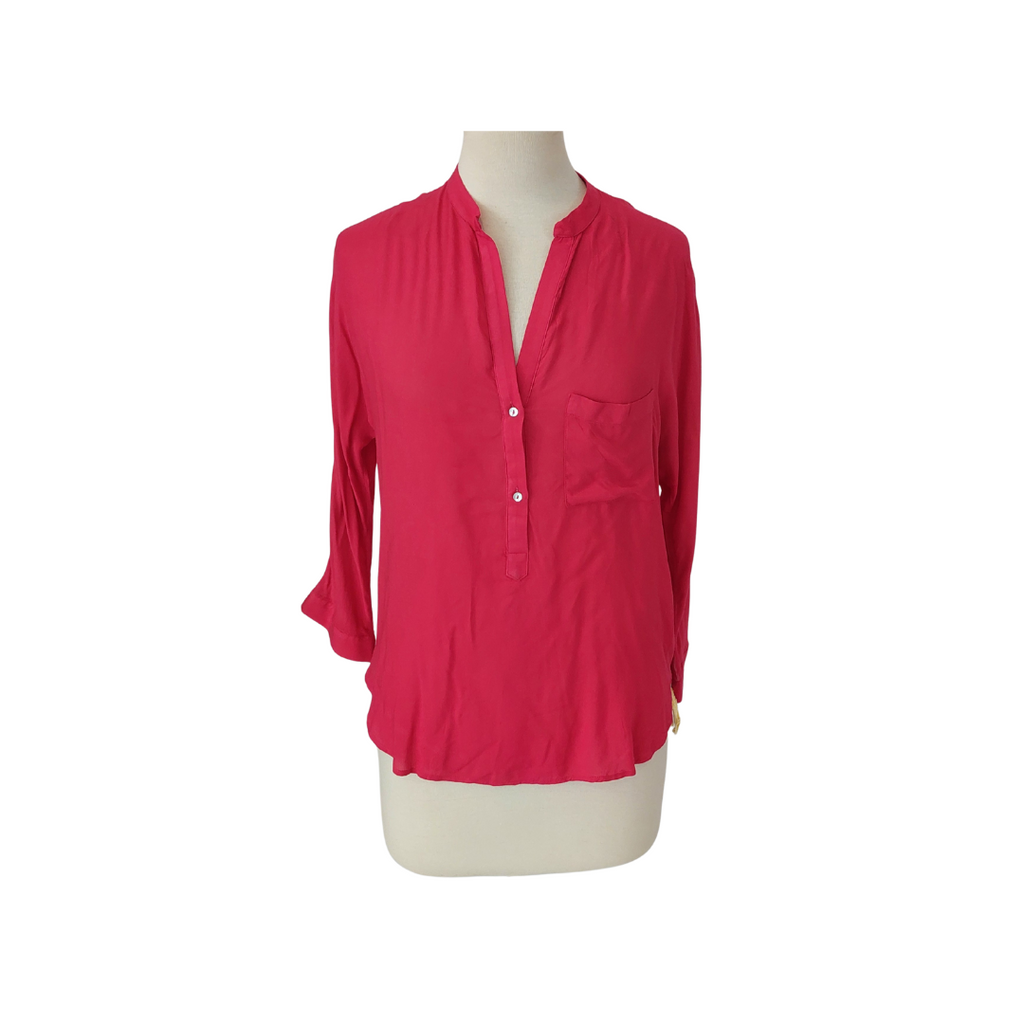 Zara Hot Pink Front Button Top | Pre Loved |
