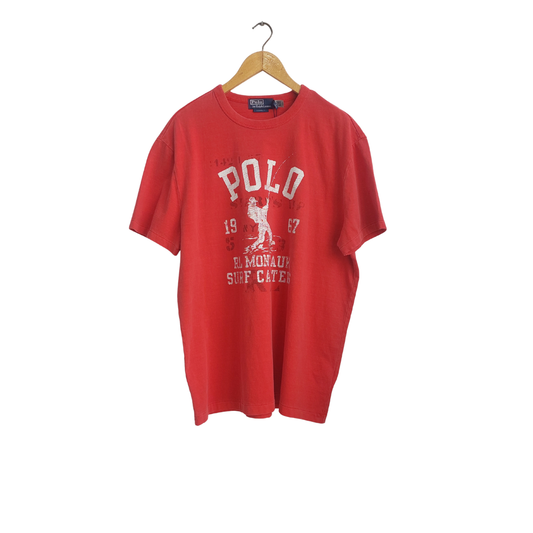 Polo Ralph Lauren Men's Evening Red Classic-Fit Graphic T-Shirt | Brand New |