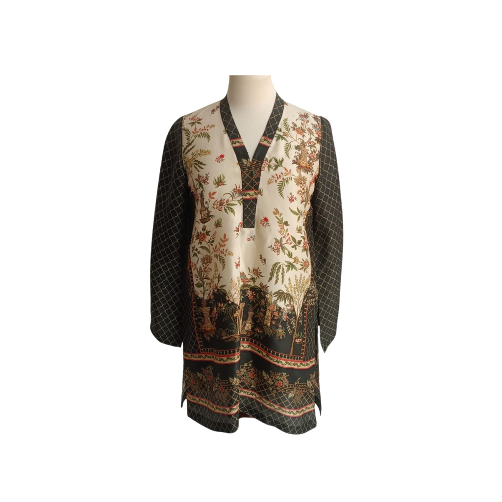 Sania Maskatiya Beige & Black Printed Kurta | Pre Loved |