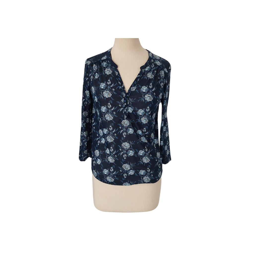 H&M Blue Floral Printed Blouse | Gently Used |