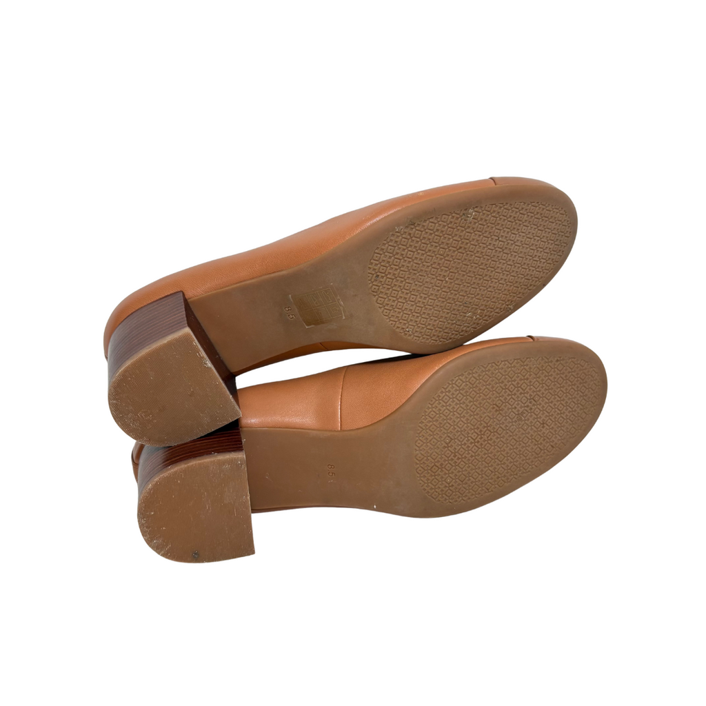 Tory Burch Tan Leather 'Everly' Cap-Toe Pumps | Gently Used |
