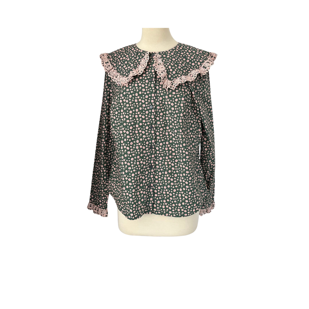 Boden Green Floral Printed Collared Shirt | Like New |