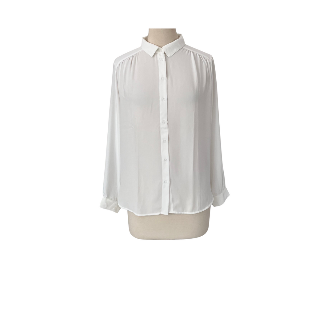 H&M White Semi Sheer Collared Shirt | Gently Used |