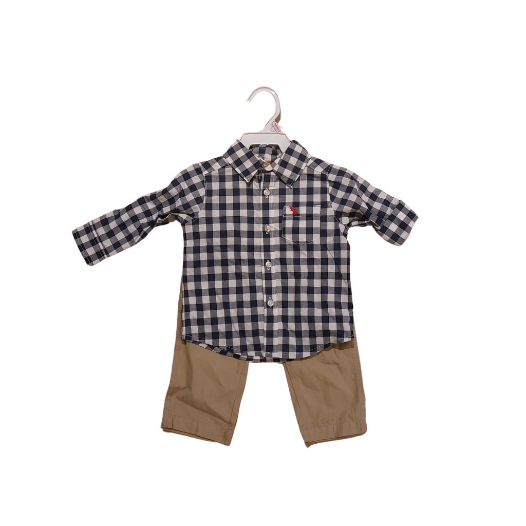 Carter's Checked Shirt with Khaki Pants Set (9 months) | Brand New |