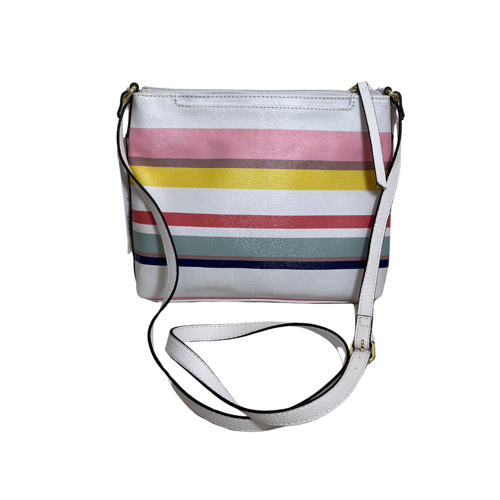 Liz Claiborne Multi-Coloured Striped Leatherette Large Crossbody Bag | Brand New |