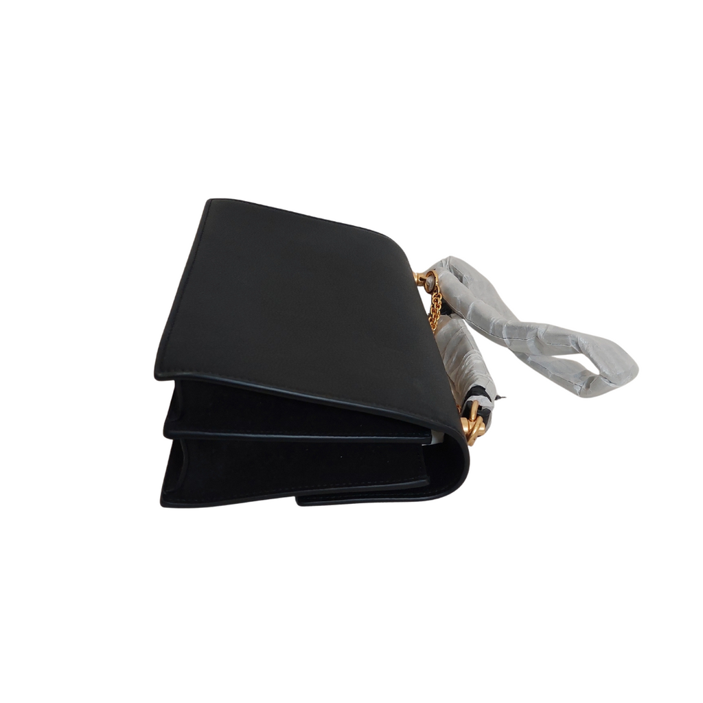 Tory Burch Black Leather Miller Flap Shoulder Bag | Brand New |