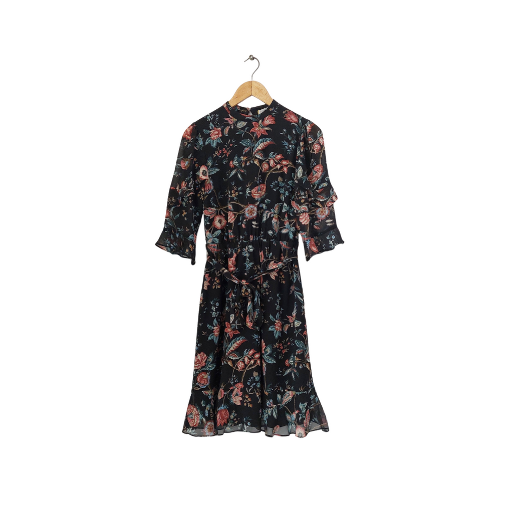 Oasis Black Floral Printed Knee-Length Dress | Gently Used |
