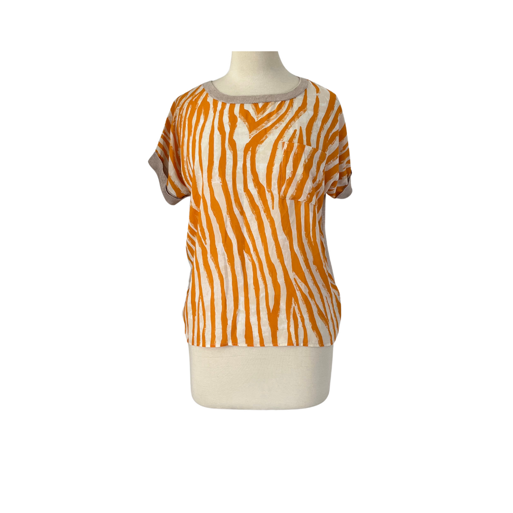 NEXT Orange Zebra Striped Crew-neck Top | Gently Used |