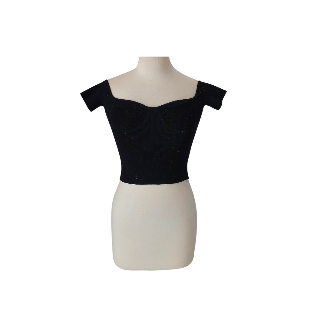 H&M Black Studded Cropped Top | Like New |