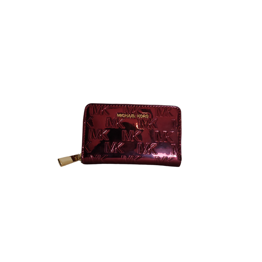 Michael Kors Deep Red Jet Set Small Zip Around Card Case | Brand New |