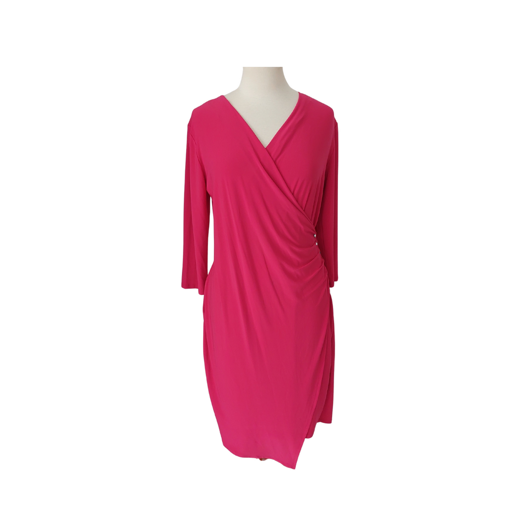 White House Black Market Hot Pink Crossover Knee Length Dress | Gently Used |