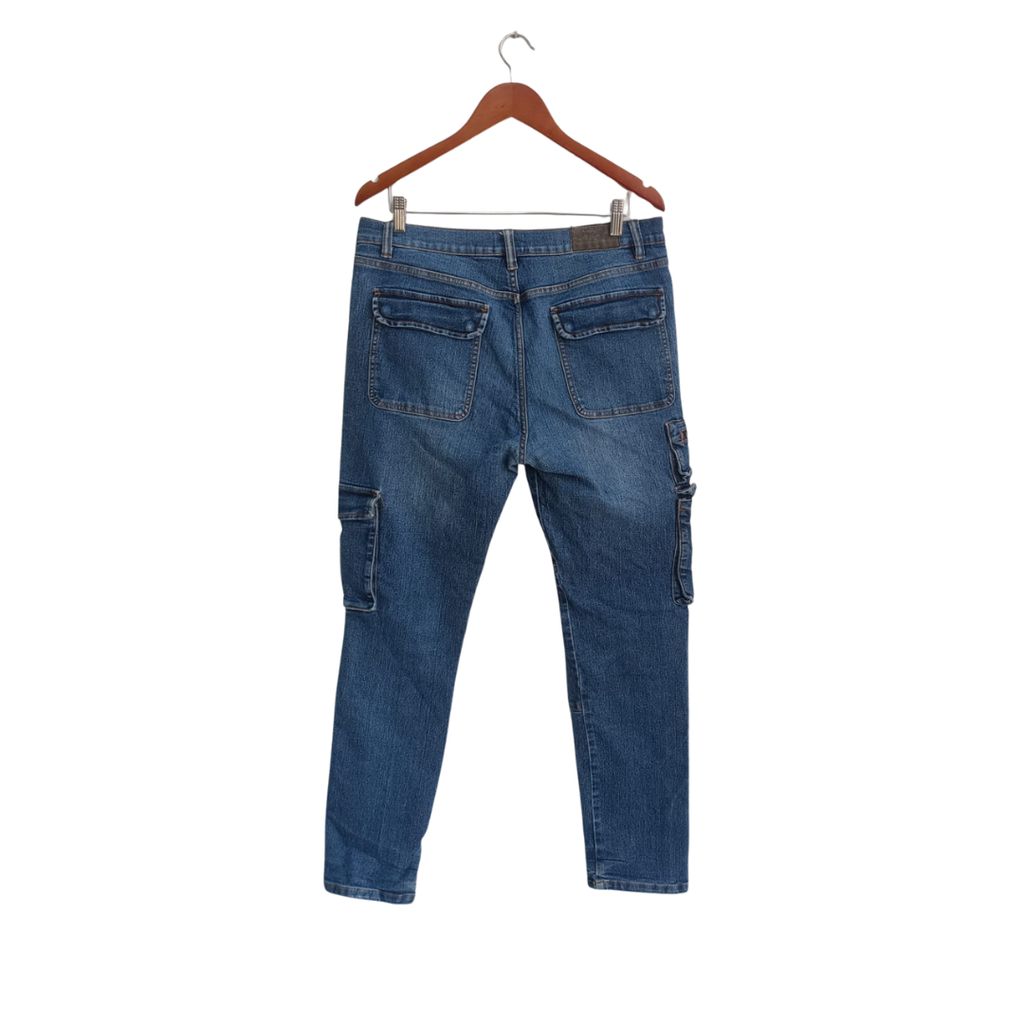 Forever Men's Blue Slim Fit Cargo Jeans | Gently used |