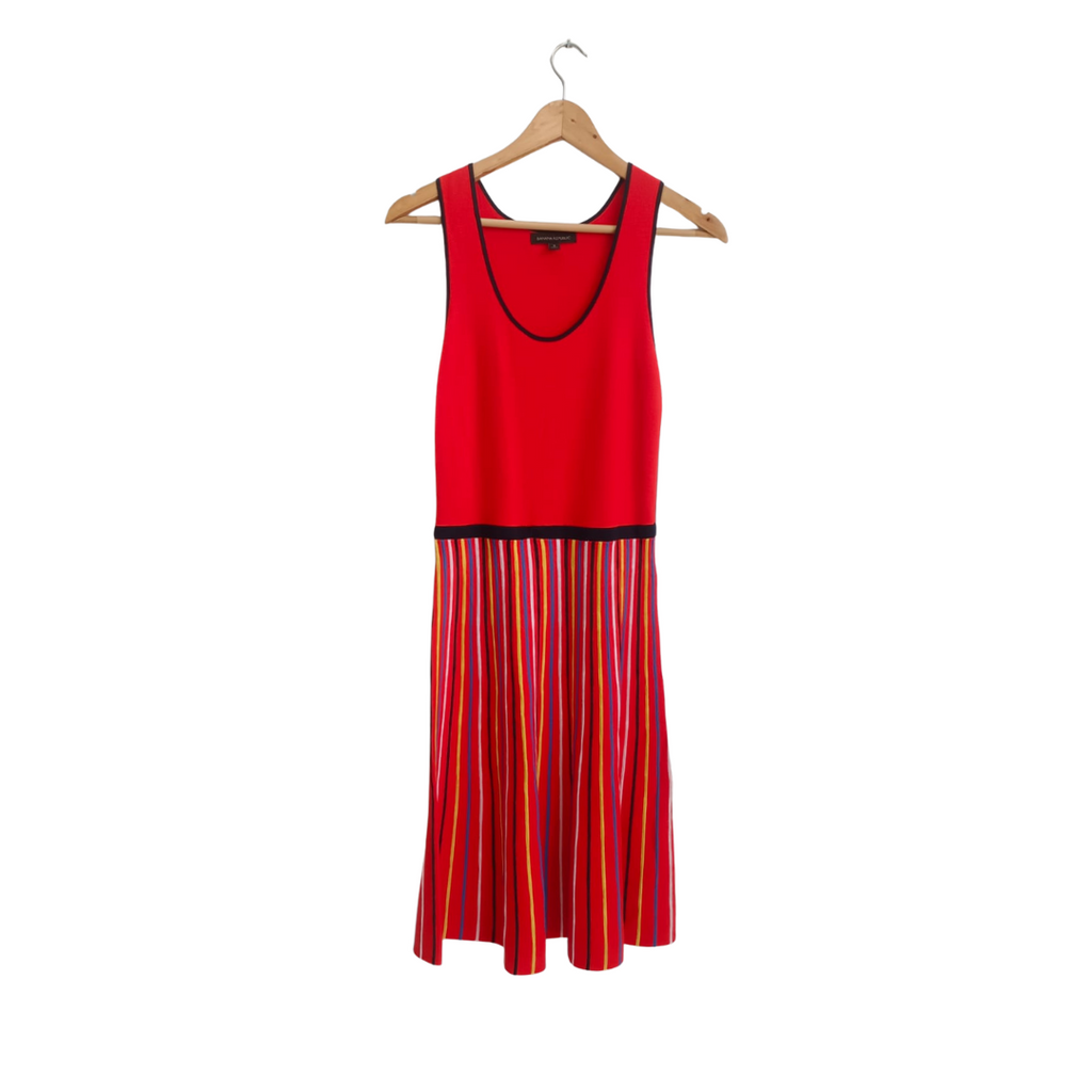 Banana Republic Red Multicolor Striped Sleeveless Knee Length Dress | Like New |