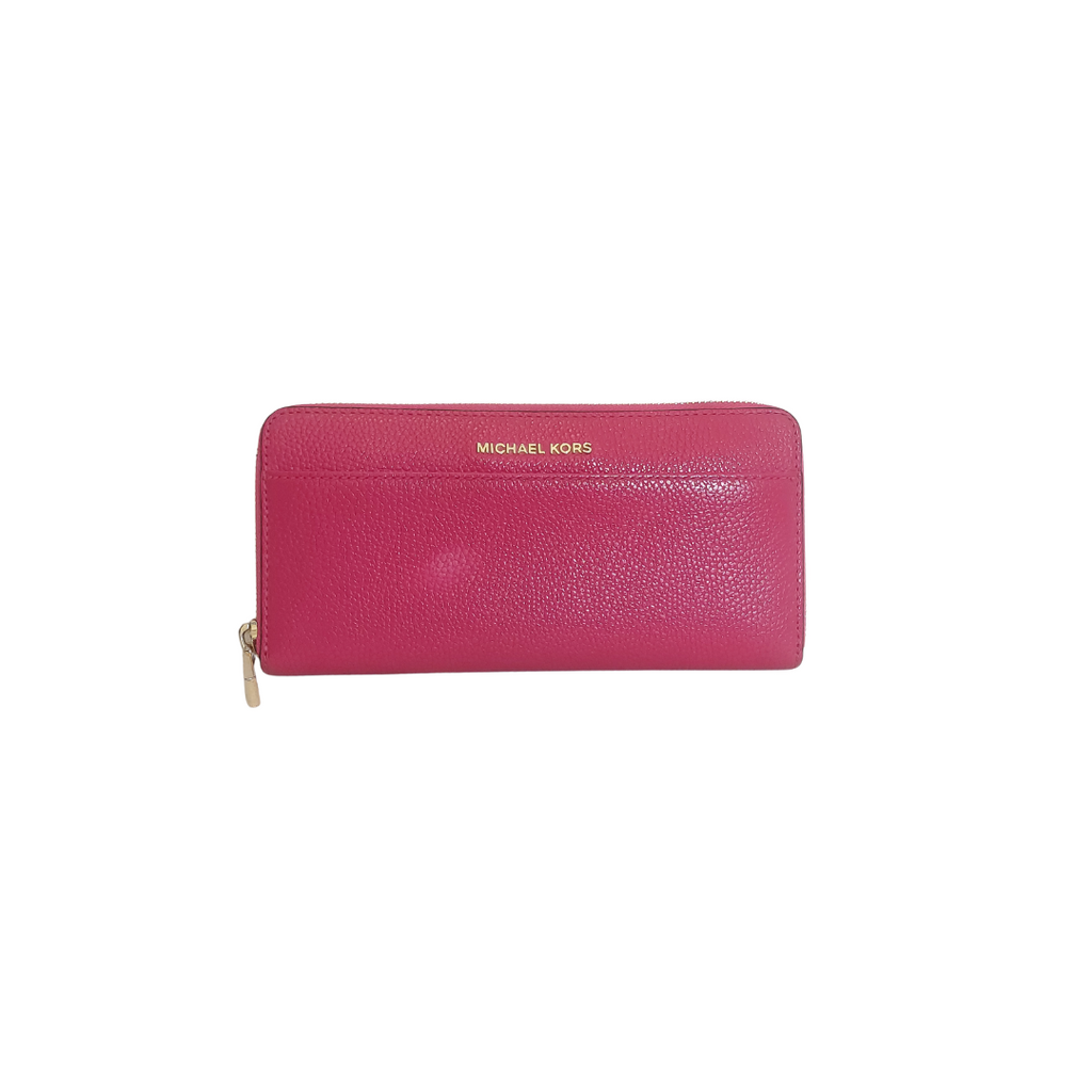 Michael Kors Cranberry Pink Leather Zip Around Wallet | Gently Used |