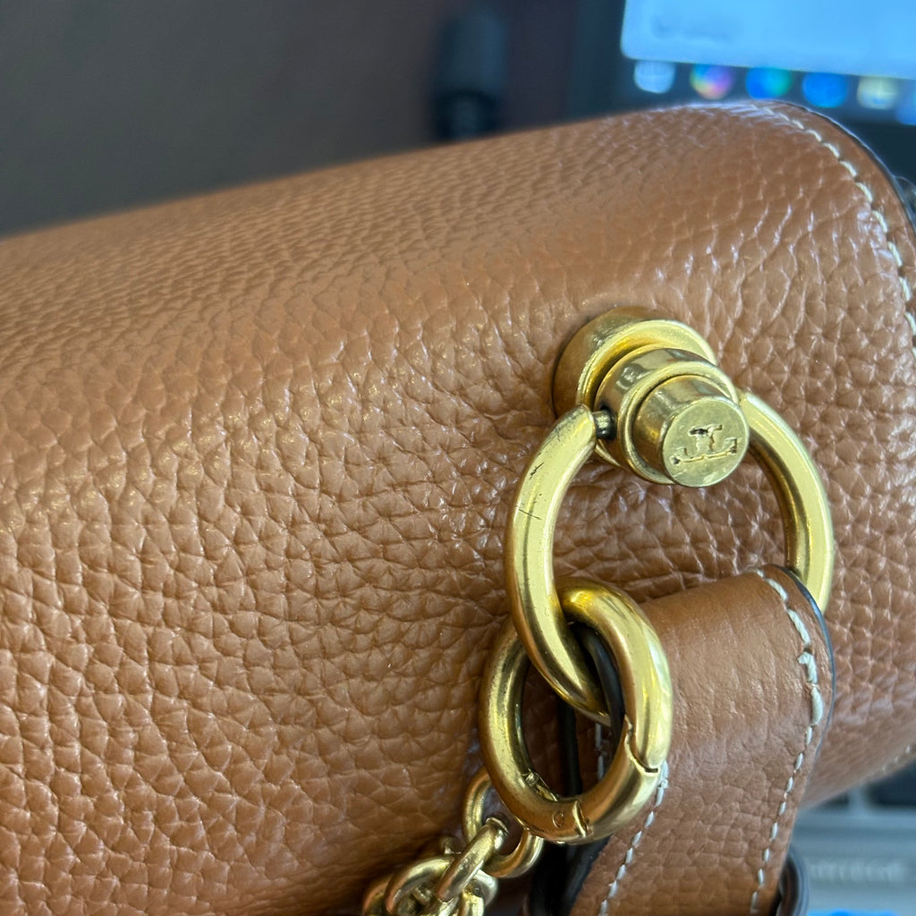 Tory Burch Tan Leather Miller Flap Shoulder Bag | Gently Used |