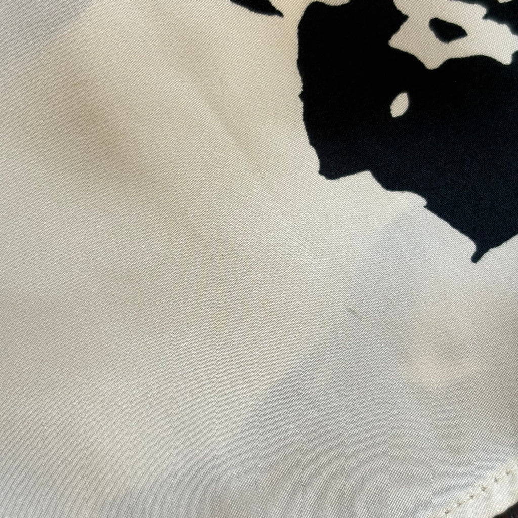 ZARA Black & White Floral Printed Satin Collared Button Down Shirt | Pre Loved |