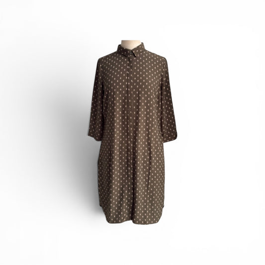 Next Olive Green Geometric Tile Print Shirt Dress | Brand New |