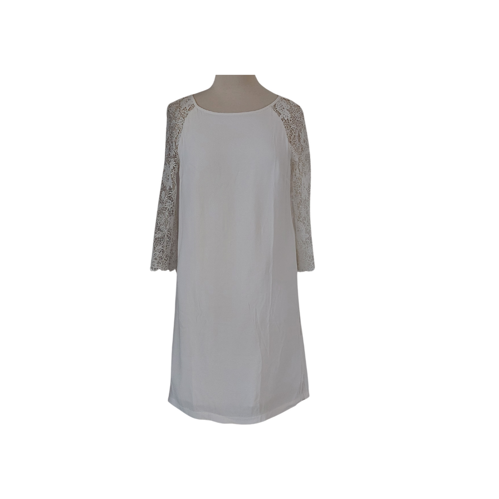 Promod White Lace-Sleeves Midi Dress | Pre Loved |