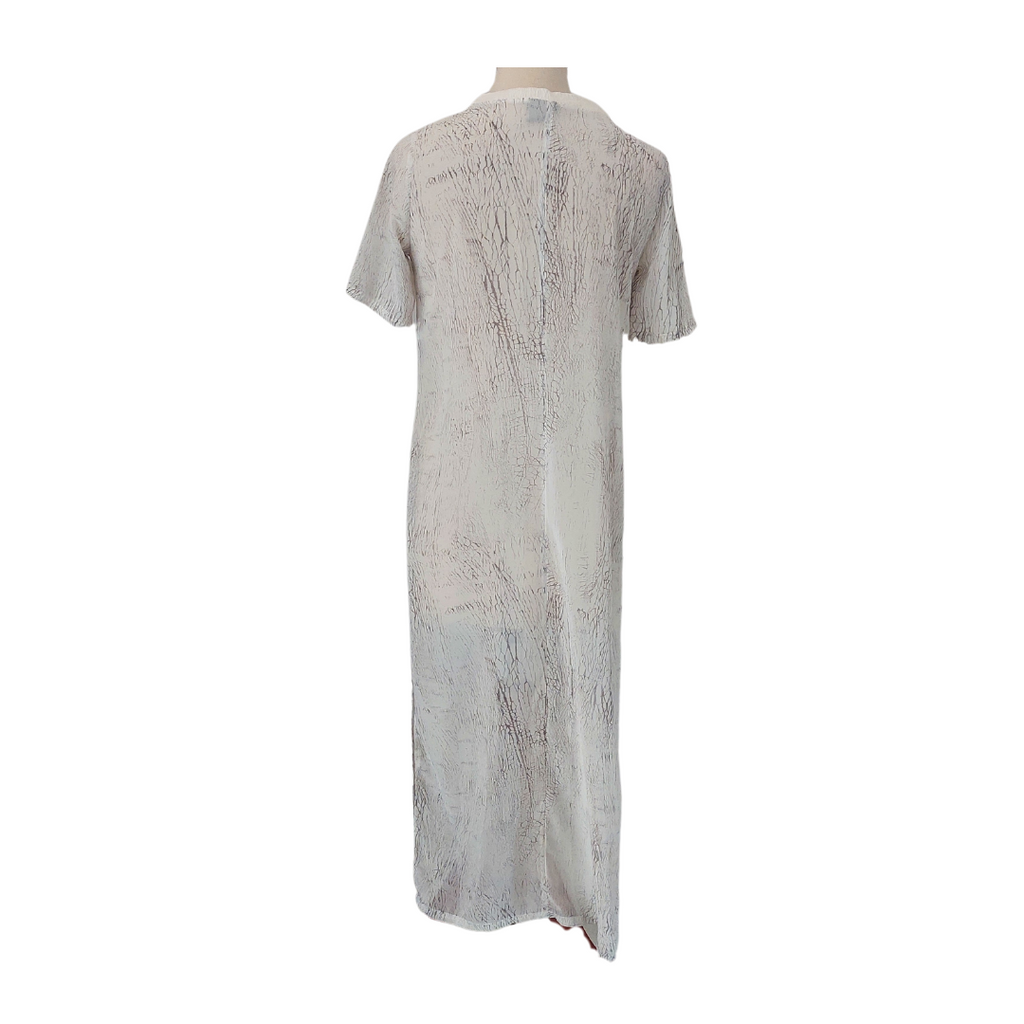 H&M Cream Short-sleeves Crew-neck Sheer Maxi Shirt Dress | Gently Used |