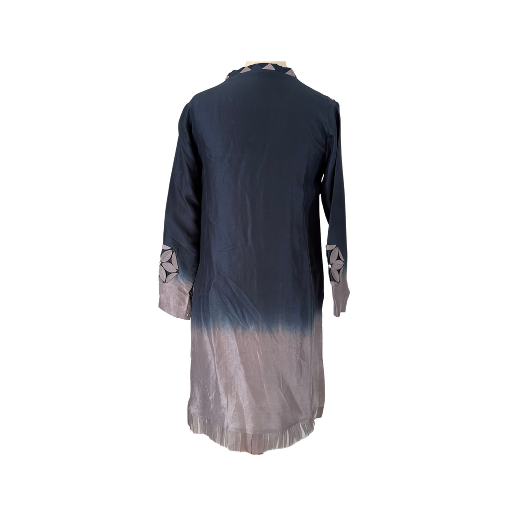 Momina Teli Blue & Grey Ombre Embellished & Appliqué Outfit (2 PC) | Pre Loved |