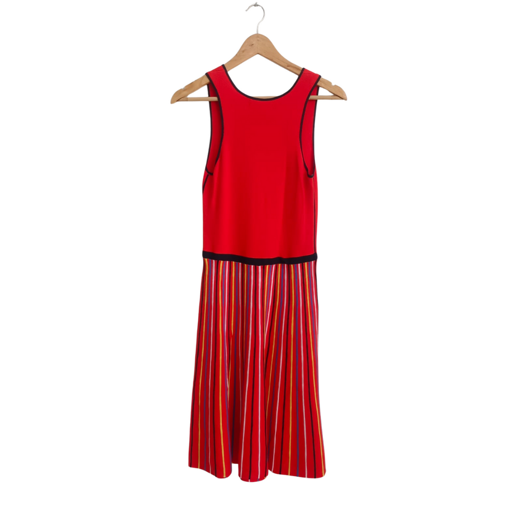 Banana Republic Red Multicolor Striped Sleeveless Knee Length Dress | Like New |