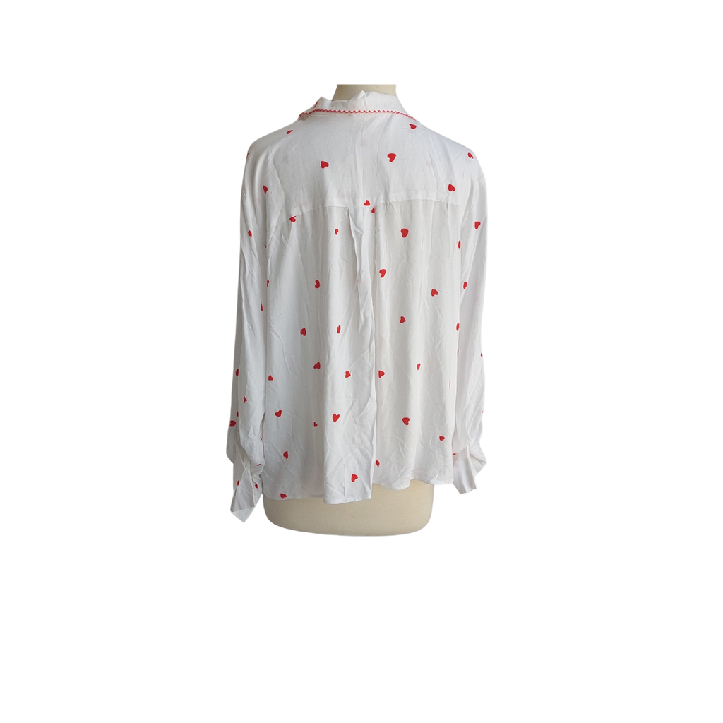 Jane + Delancey White Heart Printed Button Down Shirt | Gently Used |