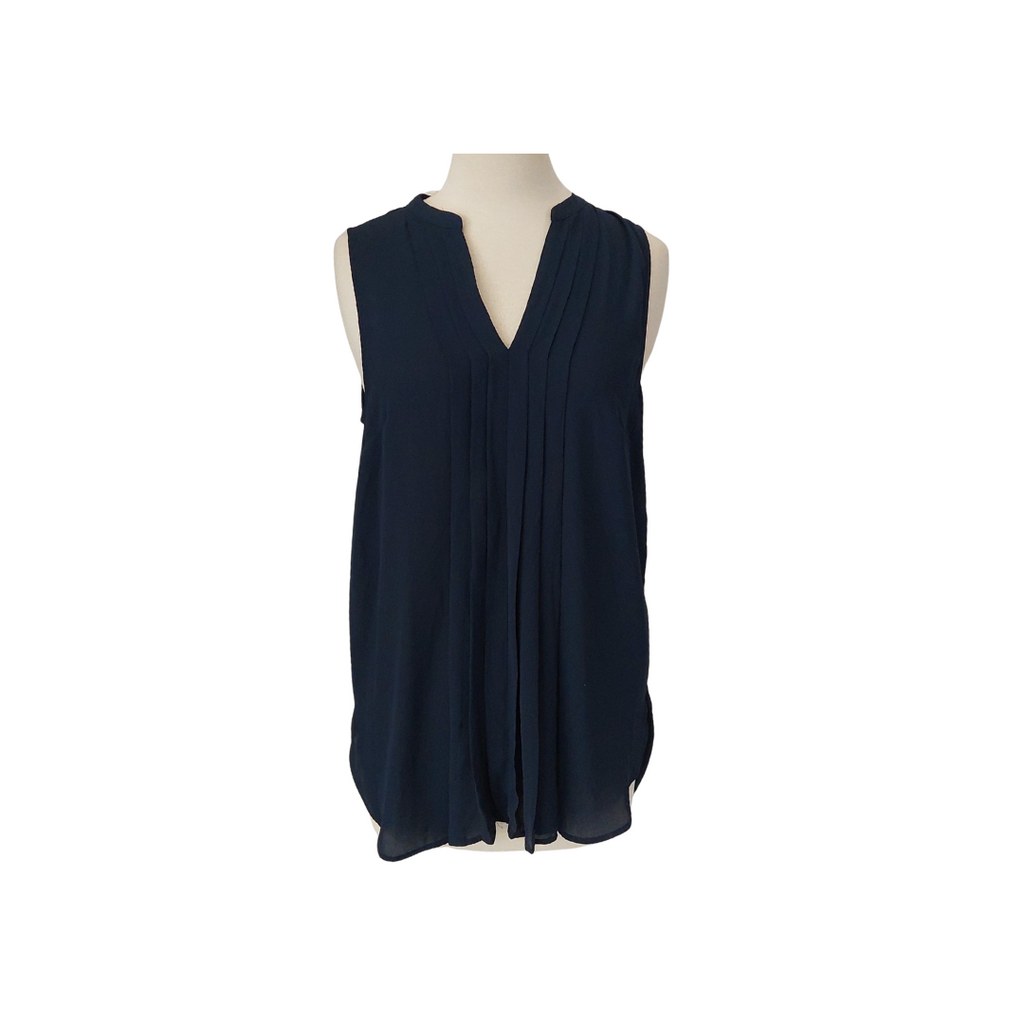 H&M Navy Sleeveless Front Pleated Top | Brand New |