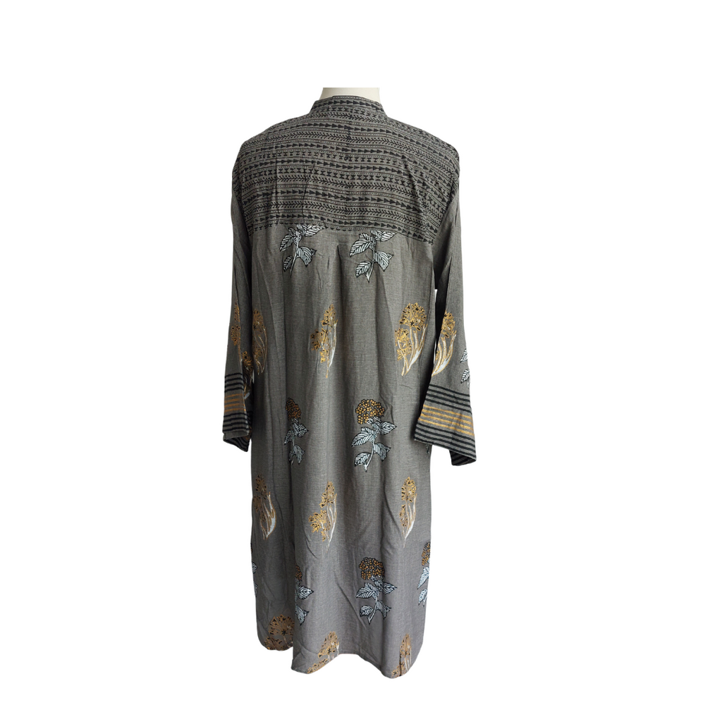 Blocked Grey Gold & White Printed Kurta | Pre Loved |
