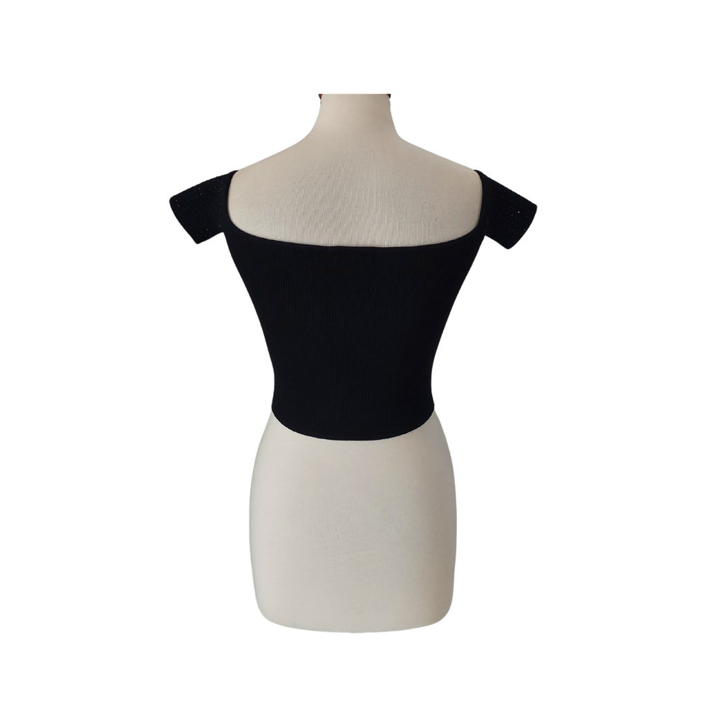 H&M Black Studded Cropped Top | Like New |