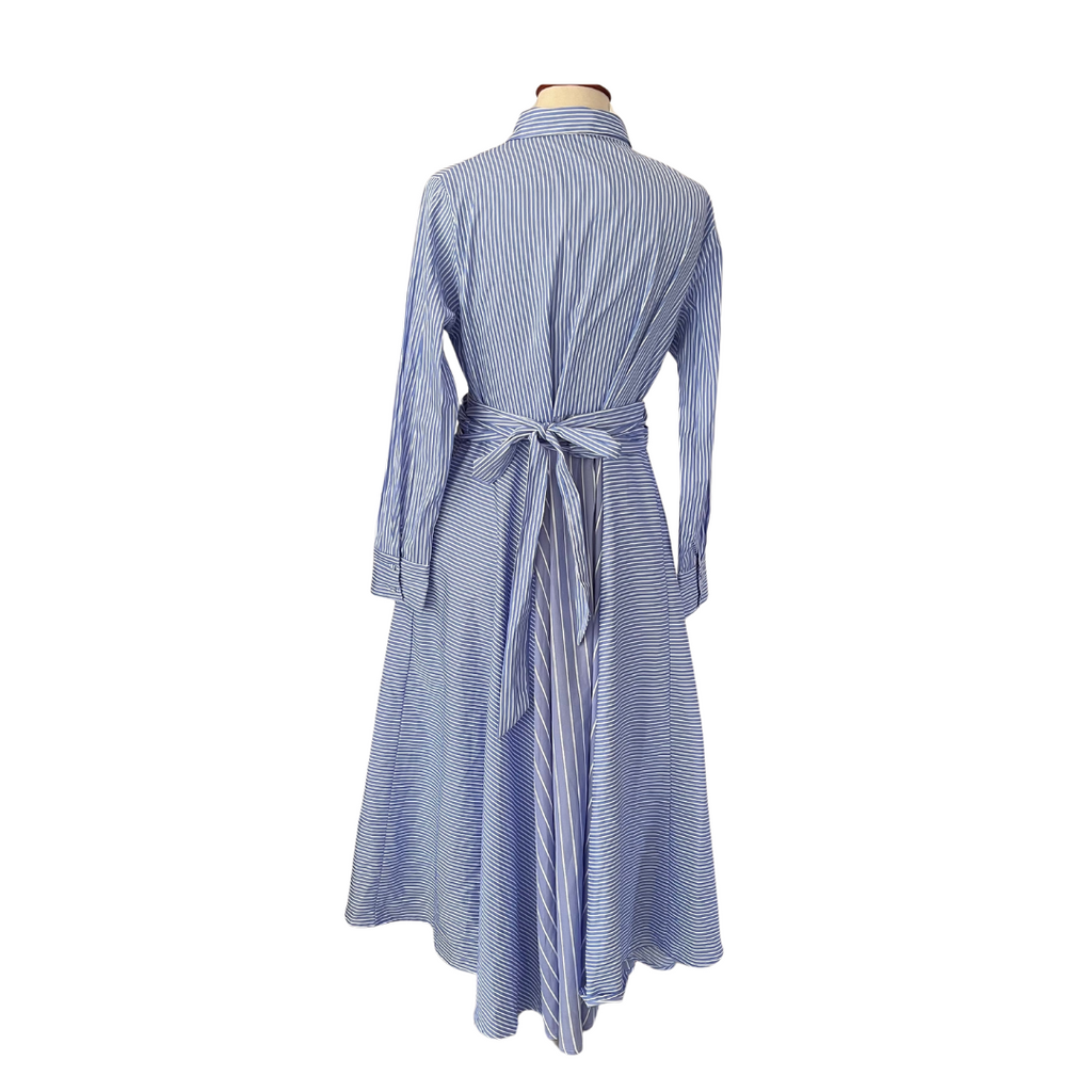 Riva Factory Blue & White Striped Button Down Dress | Gently Used |