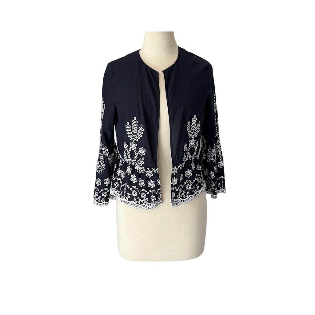 ZARA Dark-blue & White Lace Cover-up Jacket | Gently Used |
