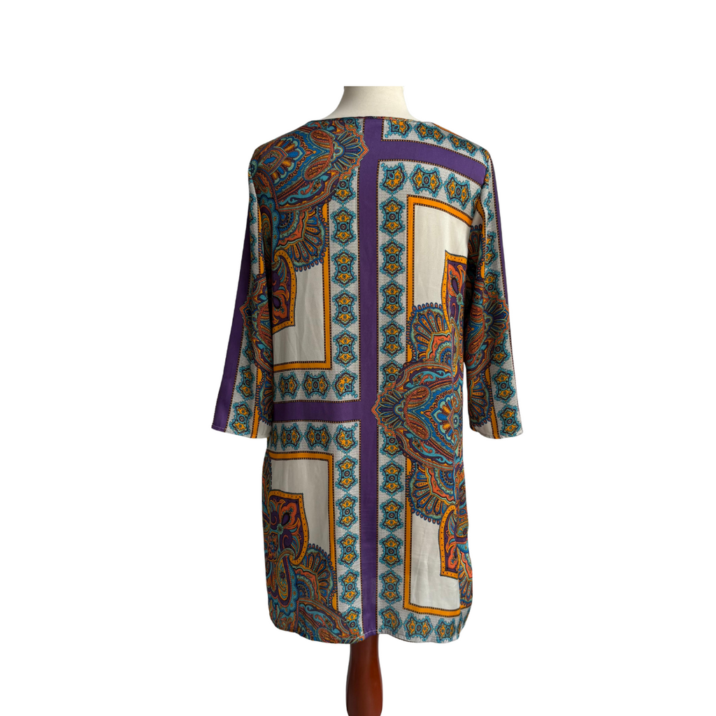 Mango Multi-Color Printed Satin Long Top | Gently Used |