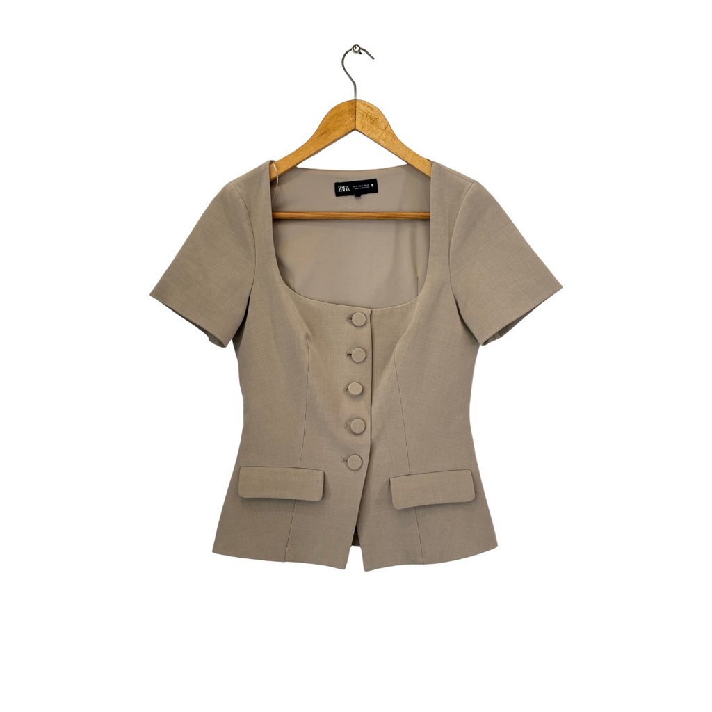 Zara Beige Button Down Blouse | Gently Used |