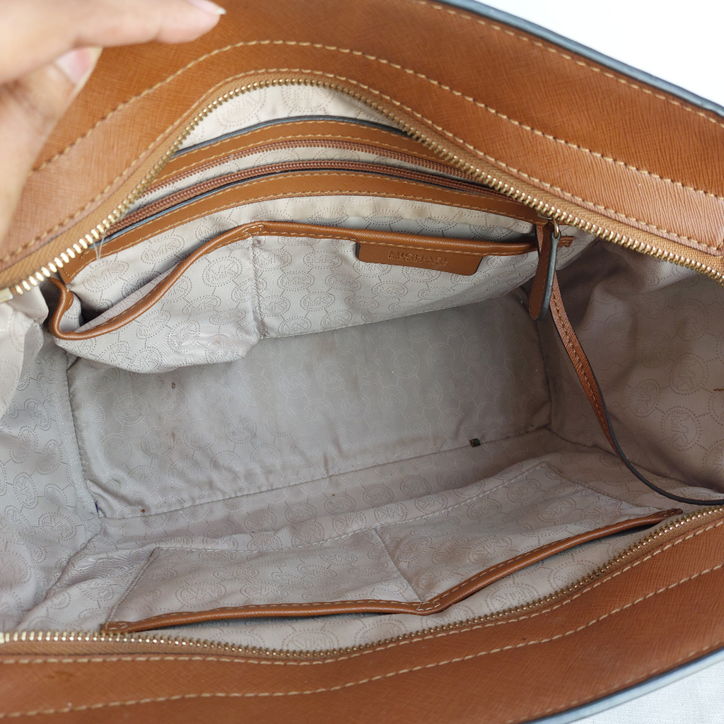 Michael Kors Brown Saffiano Studded Tote Bag | Pre Loved |